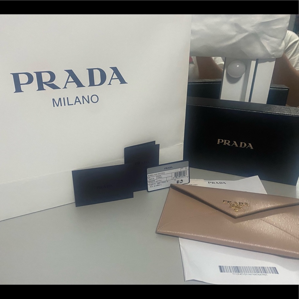 Blush pink Prada card holder